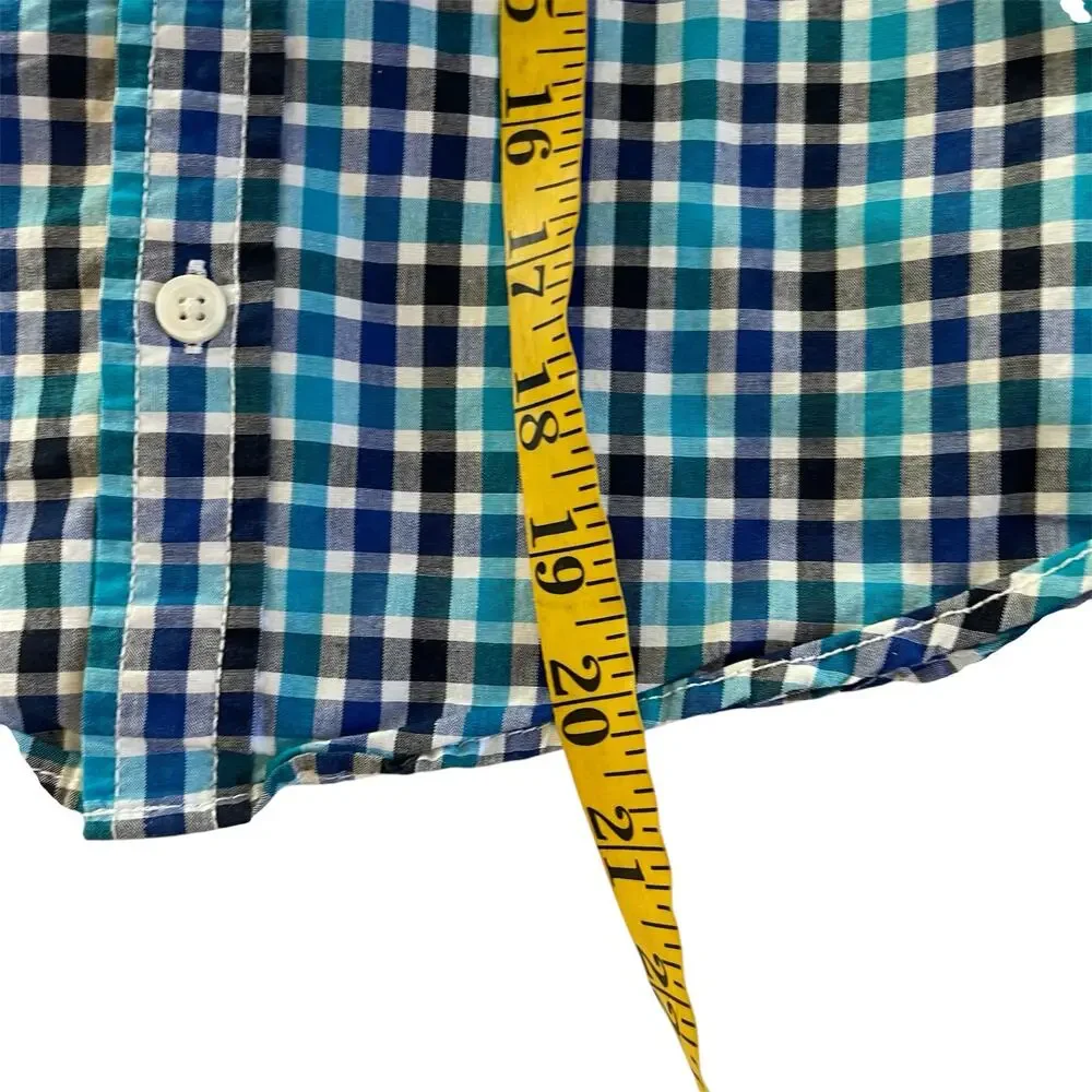 Gymboree Boys Gingham Button Down Collared Shirt Blue Size‎ 7